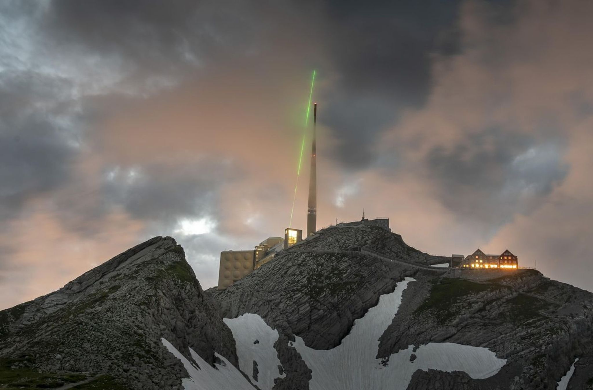 a laser on a mountain meant to block lightning