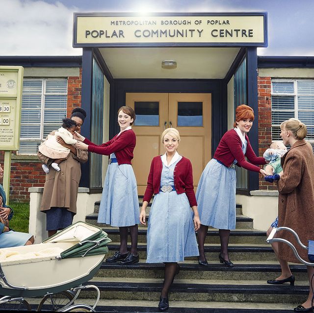 Charlotte Ritchie, Helen George, and Emerald Fennell in "Call the Midwife"