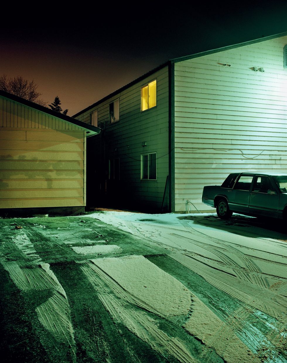 Green, Light, Architecture, Car, House, Lighting, Night, Sky, Colorfulness, Tints and shades, 