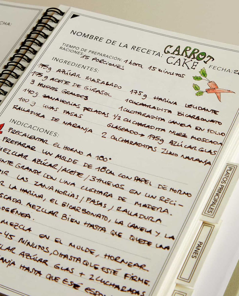 Mi libro de recetas : Cuaderno de Recetas de cocina para escribir