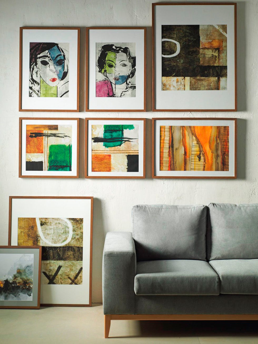 Room, Modern art, Art, Furniture, Wall, Collection, Interior design, Living room, Picture frame, Painting, 