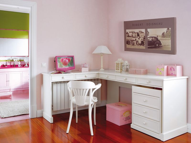 Furniture, Desk, Room, Pink, Computer desk, Property, Product, Table, Interior design, Chest of drawers, 