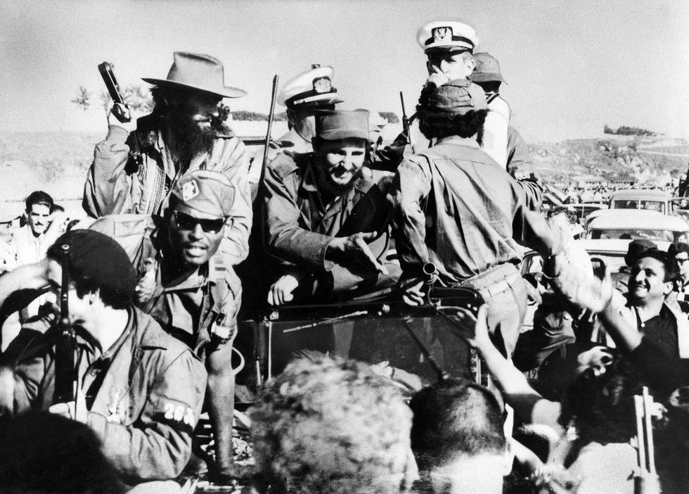 cuba 1959 revolution fidel castro 13081926 politician, cuba head of government 1959 , head of state 1976 the revolutionists, led by fidel castro center and cheered on by the population, are invading havana on 0801 left from casto with gun