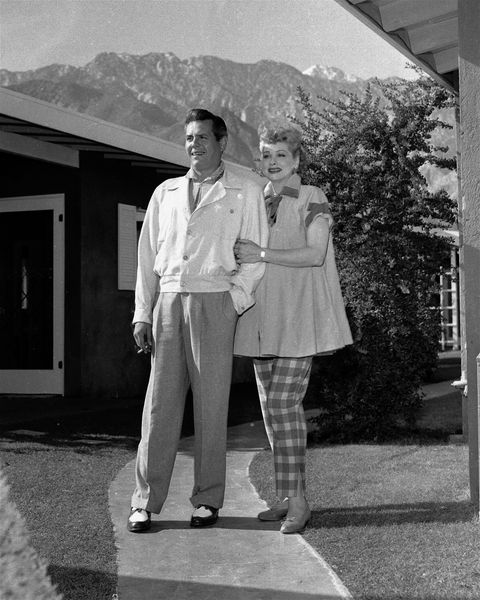 desi arnaz and pregnant lucille ball outside home