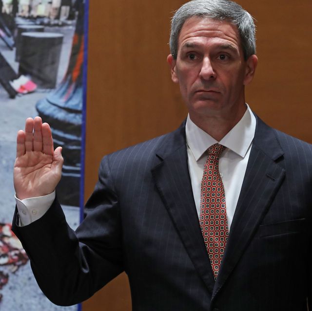 washington, dc   august 04 acting deputy secretary of homeland security ken cuccinelli is sworn in before testifying to the senate judiciary committee's subcommittee on the constitution about "anarchist violence" in the dirksen senate office building on capitol hill august 04, 2020 in washington, dc  against the wishes of state and local authorities, the department of homeland security sent additional federal law enforcement officers to portland, oregon, at the beginning of july to protect the federal courthouse there from attack by violent protesters actions by those he heavily militarized agents are under investigation after several incidents of possible abuse during those anti racism demonstrations photo by chip somodevillagetty images