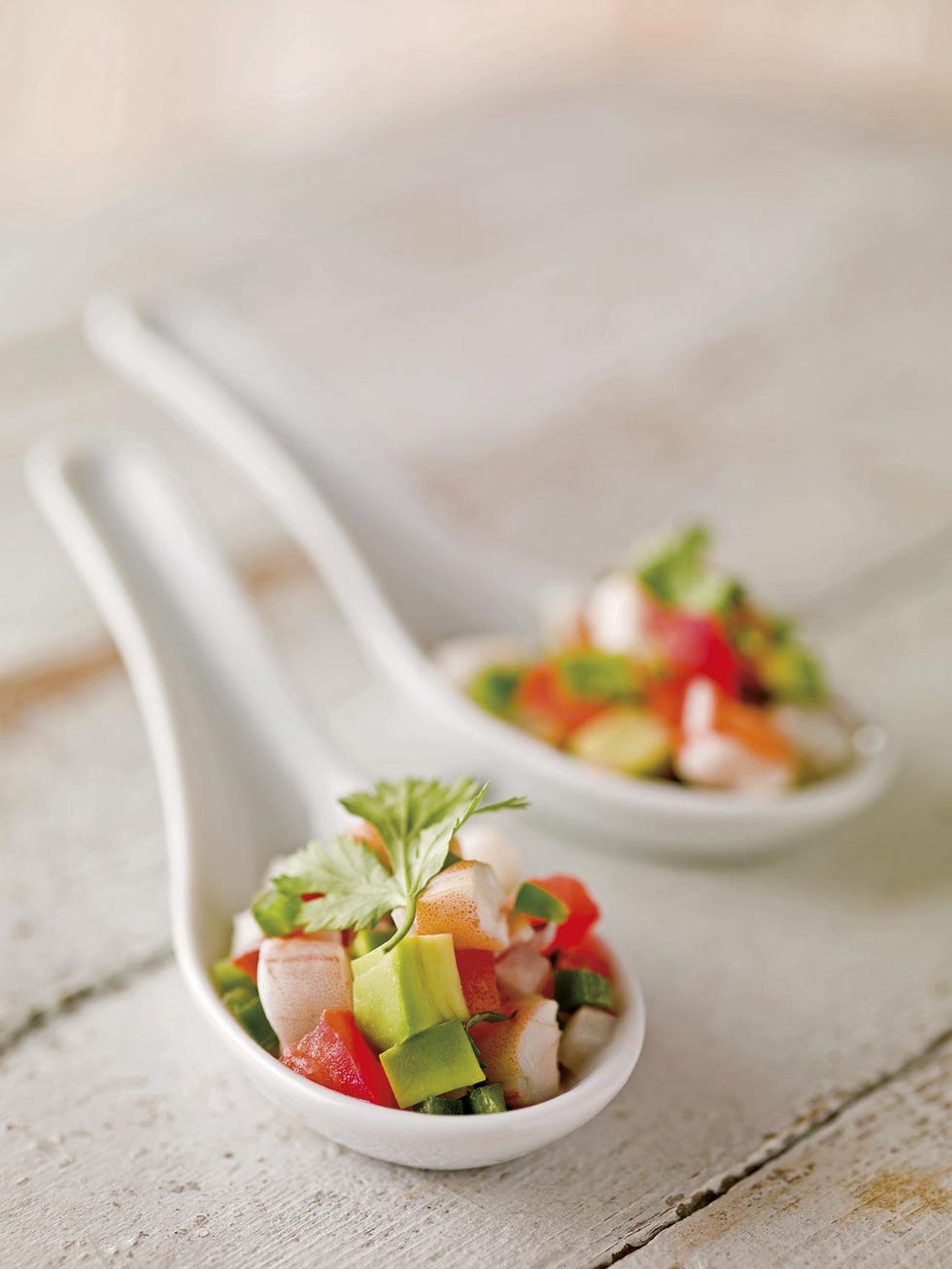 cucharas de ceviche de langostinos