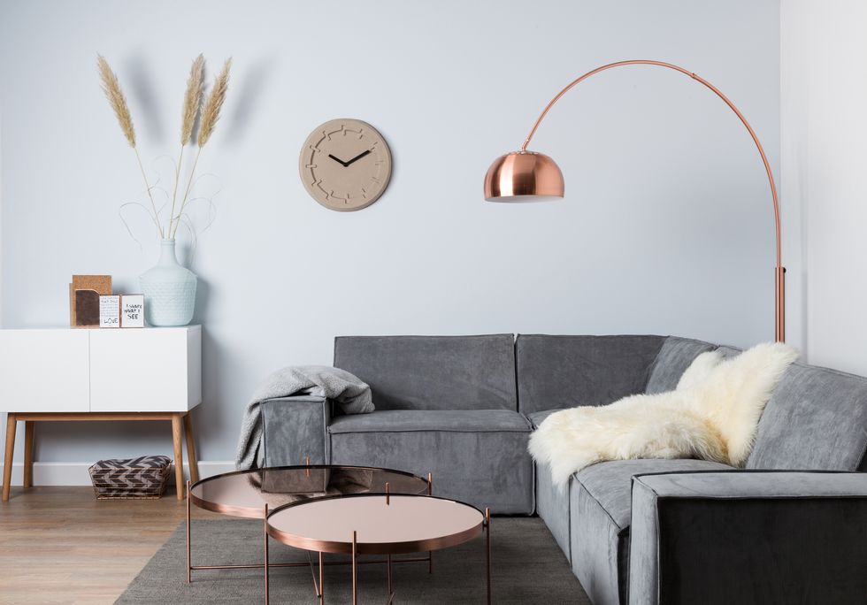 Metal Bow Floor Lamp In Copper by Zuiver, Cuckooland