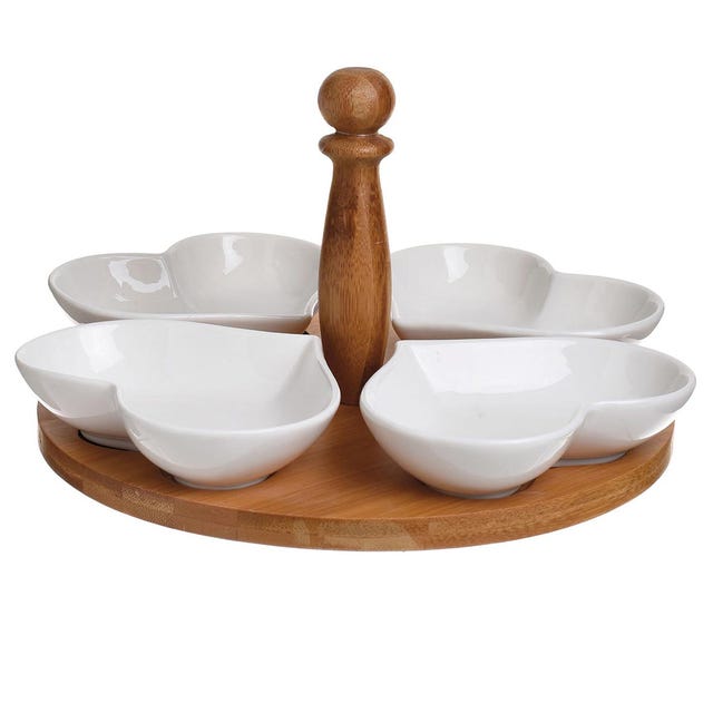 Cuencos para aperitivos con soporte de madera cuencos para aperitivos con soporte de madera