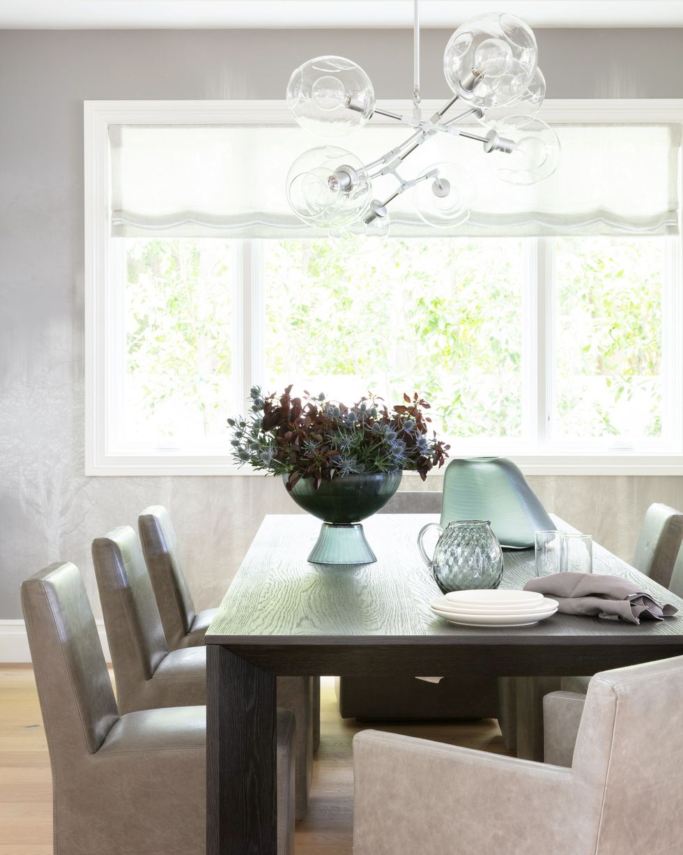 gray and silver dining room