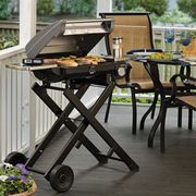 Furniture, Table, Barbecue, Desk, Outdoor table, Folding chair, Outdoor grill, Cuisine, Chair, Backyard, 