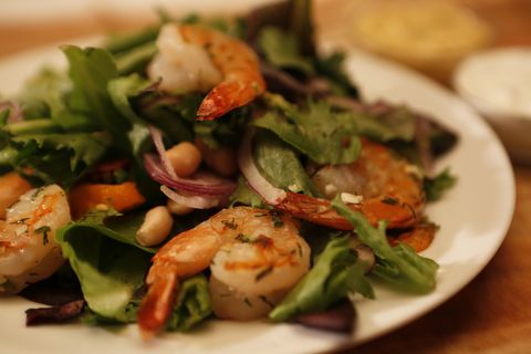 Culinary SOS Honey Chipolte Shrimp Salad from Bon Appetit  at Getty Center in the Los Angeles Times