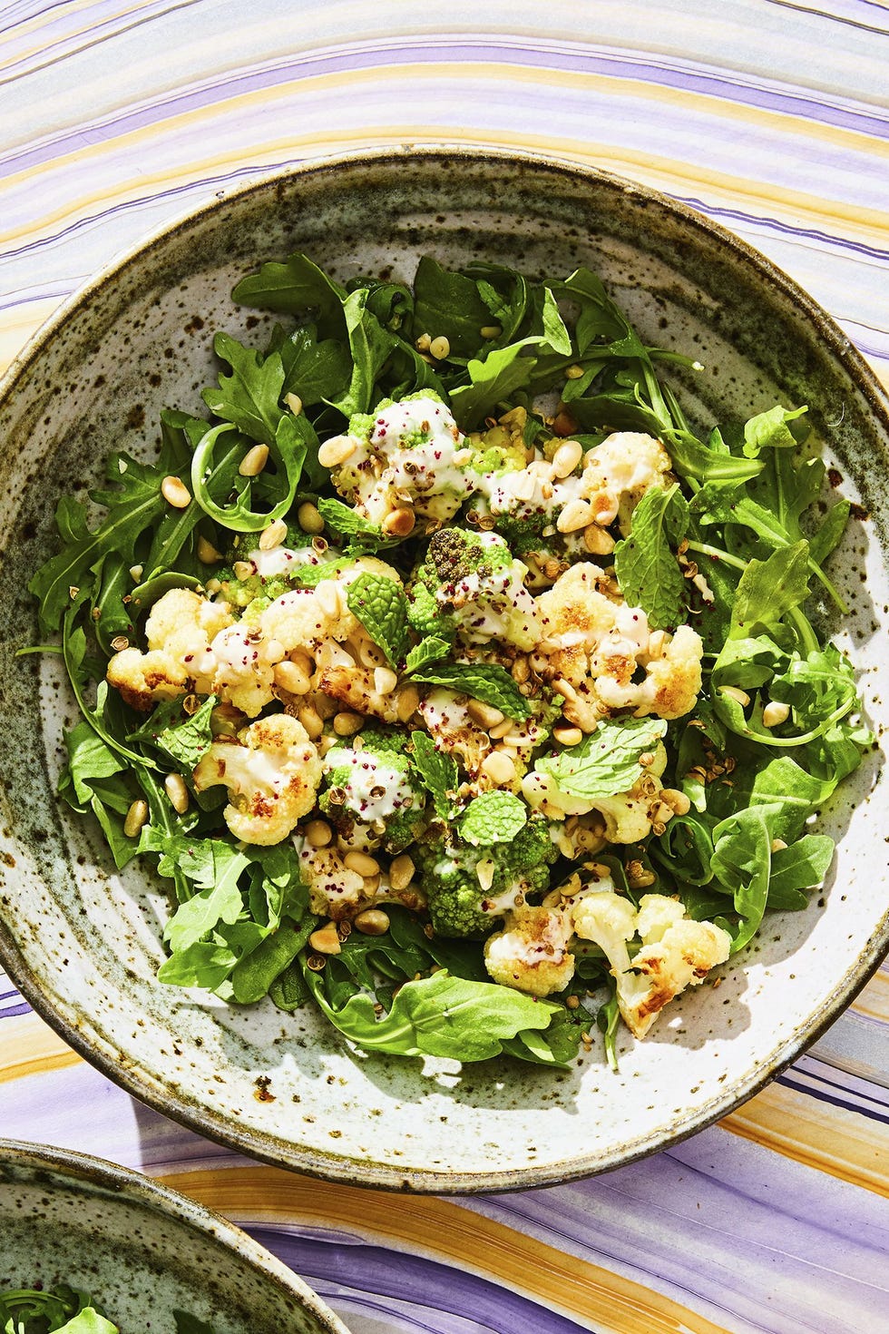 cumin roasted cauliflower and romanesco salad