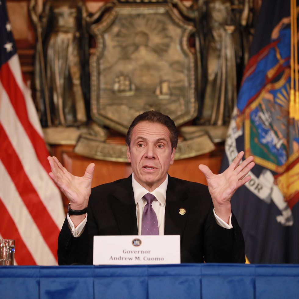 albany, ny   april 17 new york governor andrew cuomo gives his a press briefing about the coronavirus crisis on april 17, 2020 in albany, new yorkcuomo along with governors from other east coast states are extending their shutdown of nonessential businesses to may 15 ‚Äúwe have to continue doing what we‚Äôre doing i‚Äôd like to see that infection rate get down even more", he said photo by matthew cavanaughgetty images