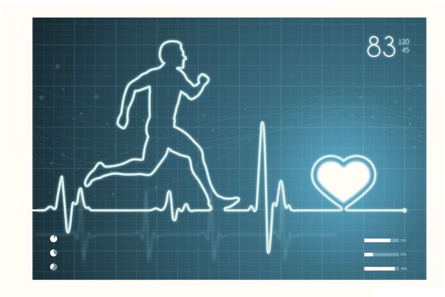 ecg monitor and running man silhouette and heart vector illustration eps10 this illustration contains transparent and blending mode objects included files aics3 and hi res jpg