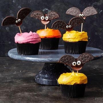 cup cakes con murciélagos para halloween