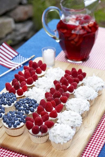 Cupcake Flag with Berries and Coconut