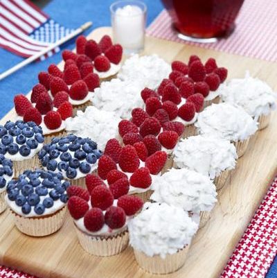 cupcake flag with berries and coconut