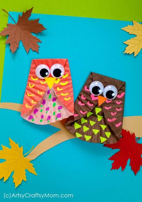 thanksgiving crafts for kids  cupcake liner owl