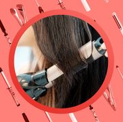 using curling iron on long brown hair