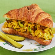curried chicken salad recipe curried chicken salad sandwich on croissant