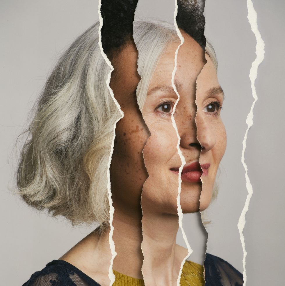 cut up face showing old and young woman