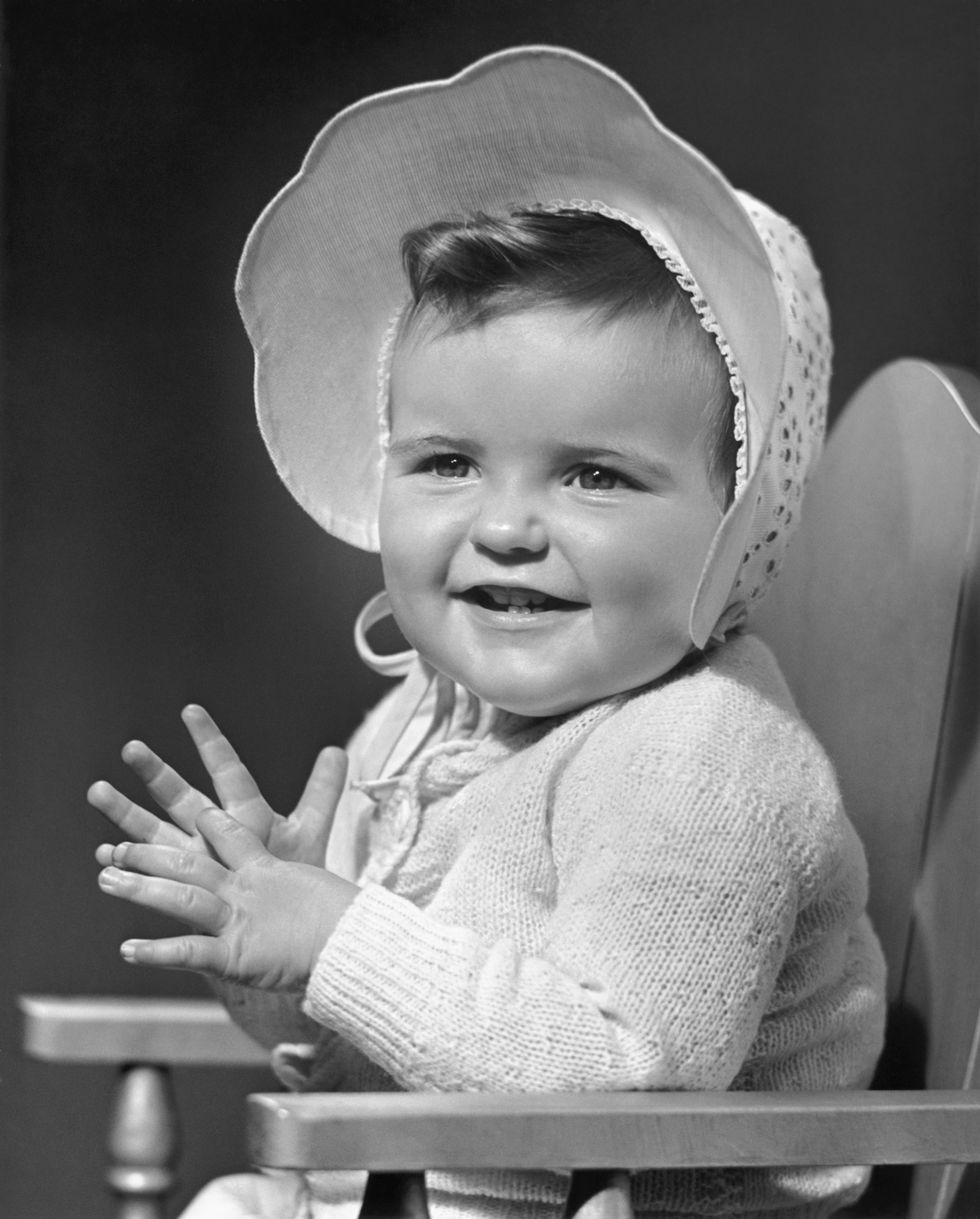 cute baby wearing bonnet