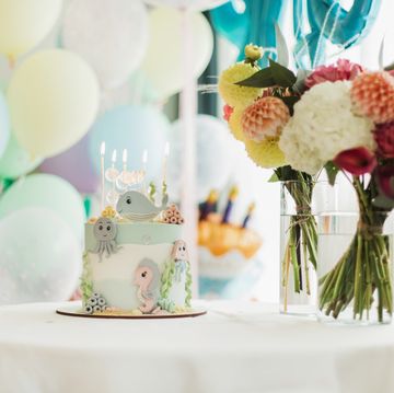 cute child birthday cake in ocean theme.