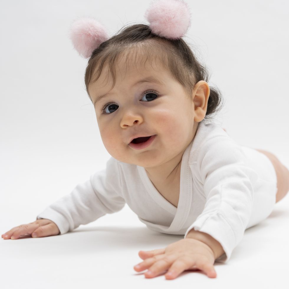 cute portrait of a crawling baby