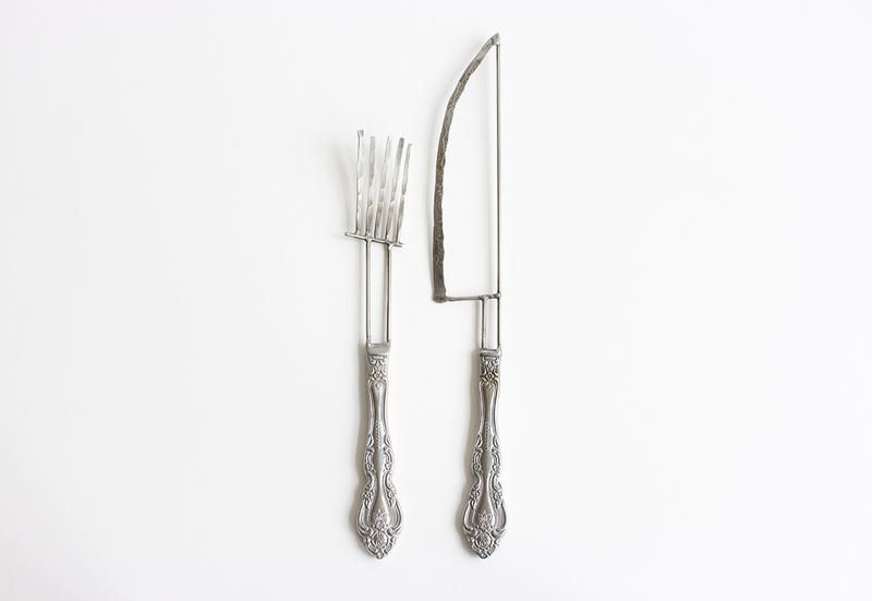 Cutlery, Fork, Tableware, Table knife, Kitchen utensil, Knife, Silver, Tool, Household silver, Metal, 
