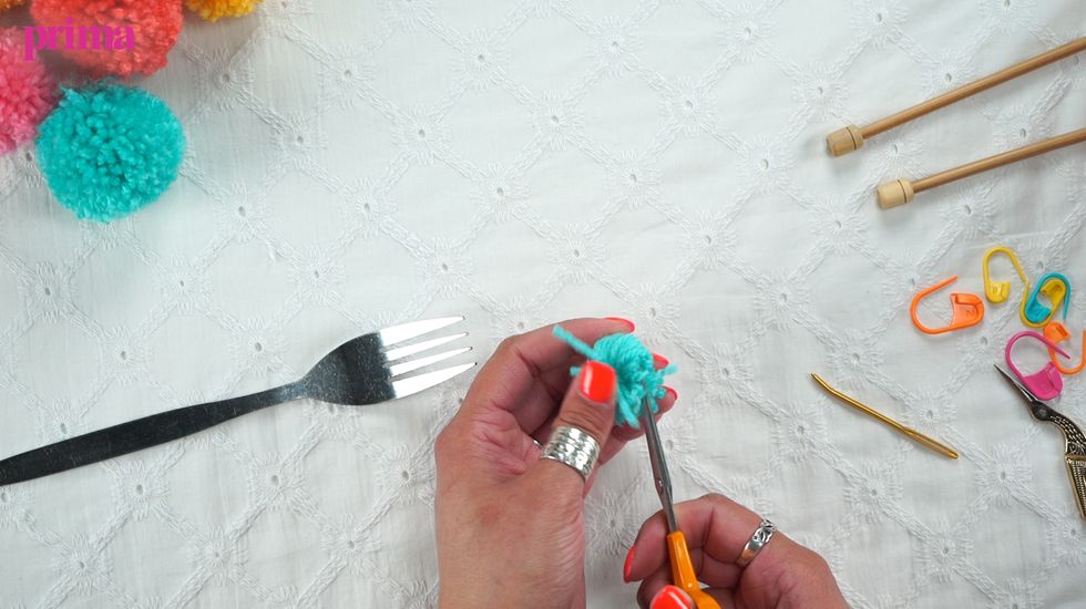 Mini Pom Poms DIY Using A Fork, For Craft & Sewing Projects