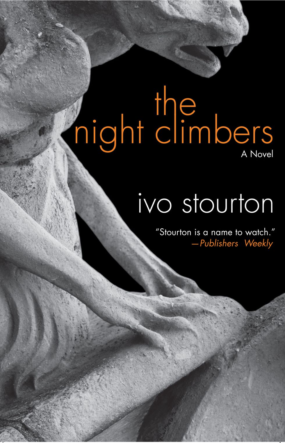 the night climbers by ivo stourton cover featuring a gargoyle on a black background