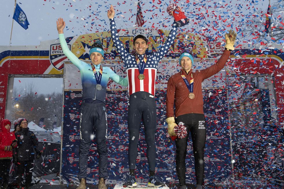 top three finishers of the cyclocross nationals mens elite race on december 11 2022