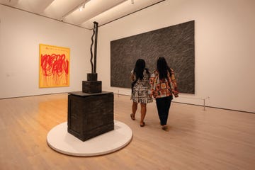 the cy twombly room at the san francisco museum of modern art showcases four paintings and one sculpture by the american artist