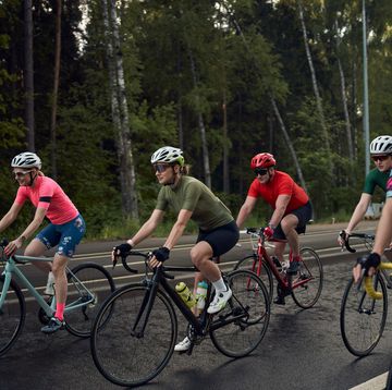 cycling club on road at countryside