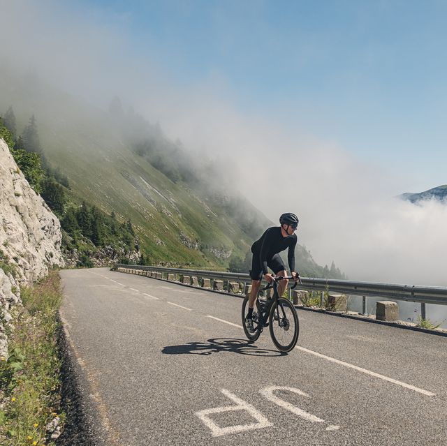 cyclist climbing the last km of col de la colombière