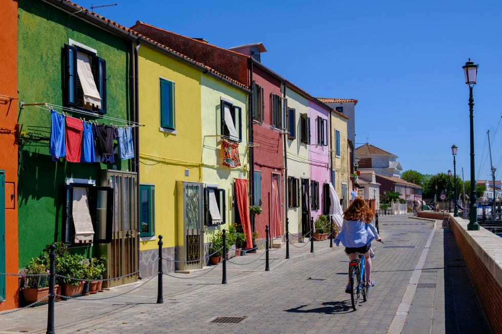 cyclist, pelestrina, on isola pellestrina, venice lagoon, near chioggia, veneto, italy