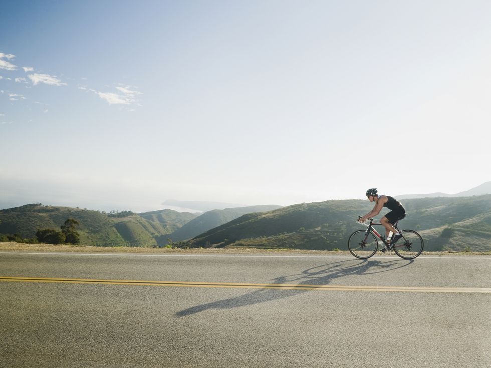 biking vs running cyclist road riding in malibu