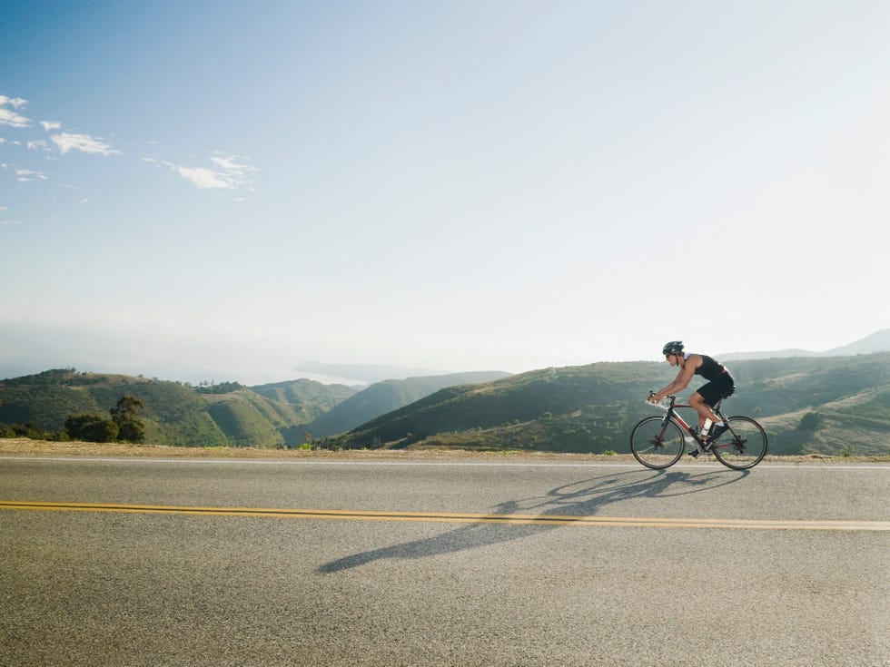 biking vs running cyclist road riding in malibu