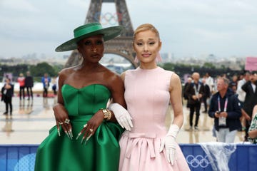 paris, france july 26 l r cynthia erivo and ariana grande attend the red carpet ahead of the opening ceremony of the olympic games paris 2024 on july 26, 2024 in paris, france photo by matthew stockmangetty images