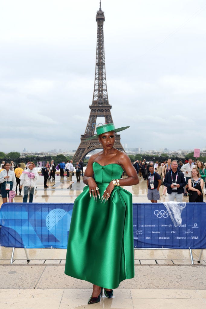 paris, france july 26 cynthia erivo attends the red carpet ahead of the opening ceremony of the olympic games paris 2024 on july 26, 2024 in paris, france photo by matthew stockmangetty images