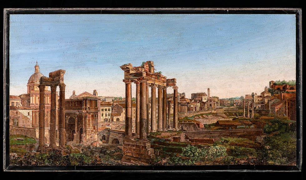 Historical view of ancient Roman ruins.