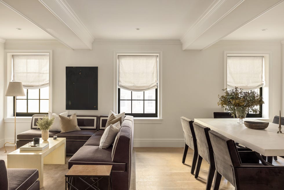 Modern living and dining area featuring comfortable furniture and natural light.