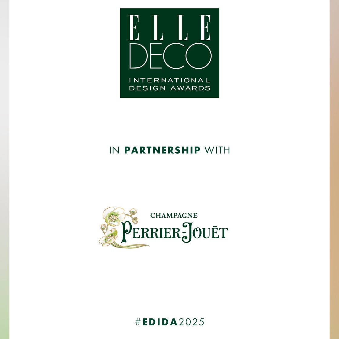 Logo and branding for the Elle Deco International Design Awards in partnership with Perrier-Jouët. Logo and branding for the Elle Deco International Design Awards in partnership with Perrier-Jouët.