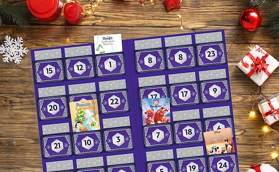 Calendrier de l'Avent Disney Junior, 32 pièces, figurines, décorations et  autocollants, par Just Play 