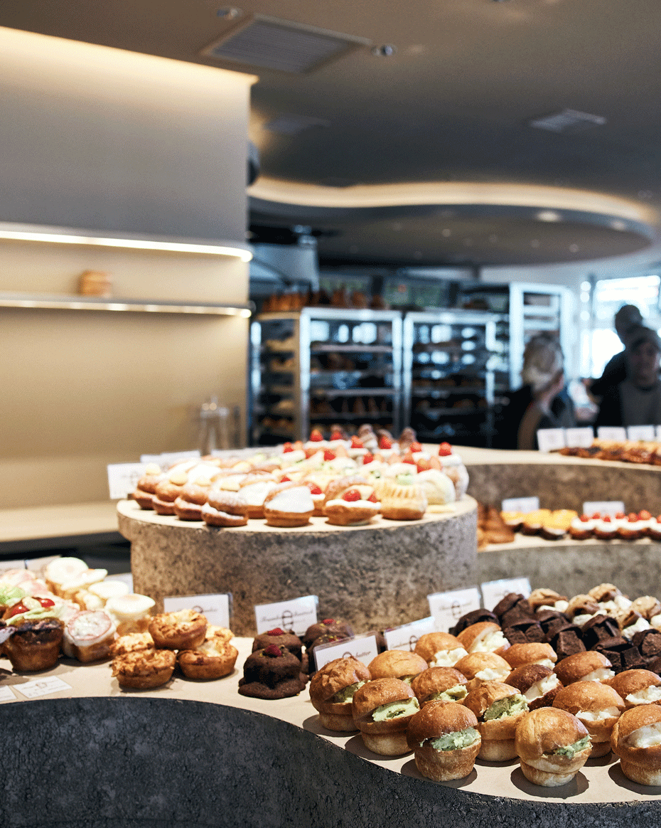 a bakery with many pastries