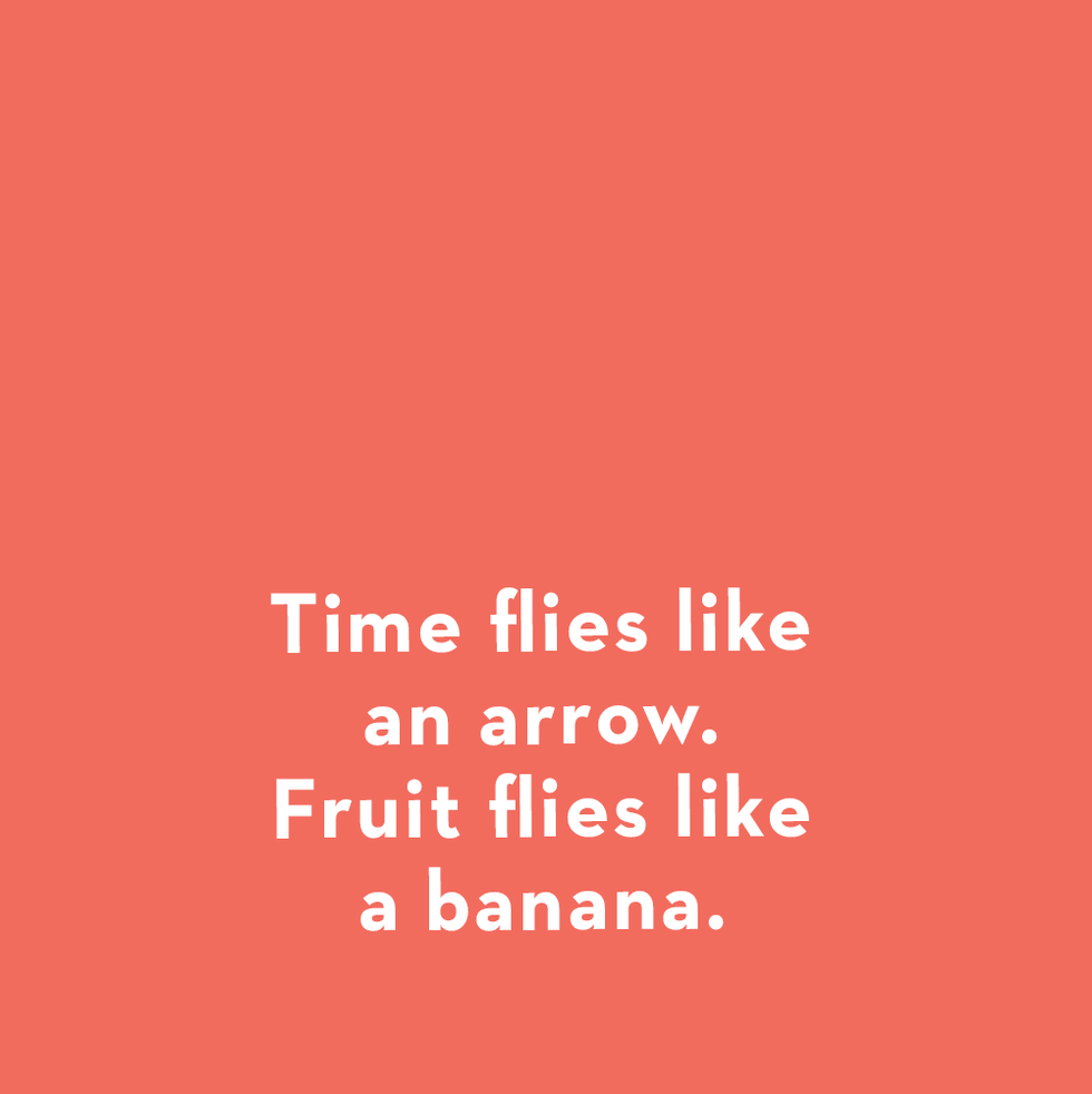 a card that says time flies like an arrow, fruit flies like a banana
