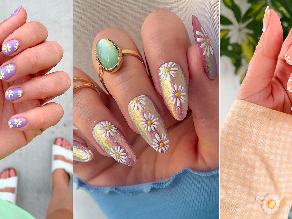 25 diseños de uñas con flores y margaritas para el verano