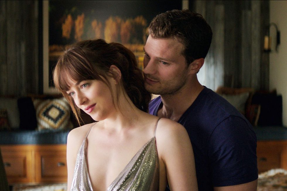 Dakota and Jamie in a scene from '50 Shades of Grey'