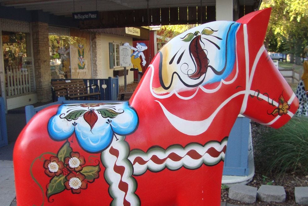 a colorful sculpture of a horse