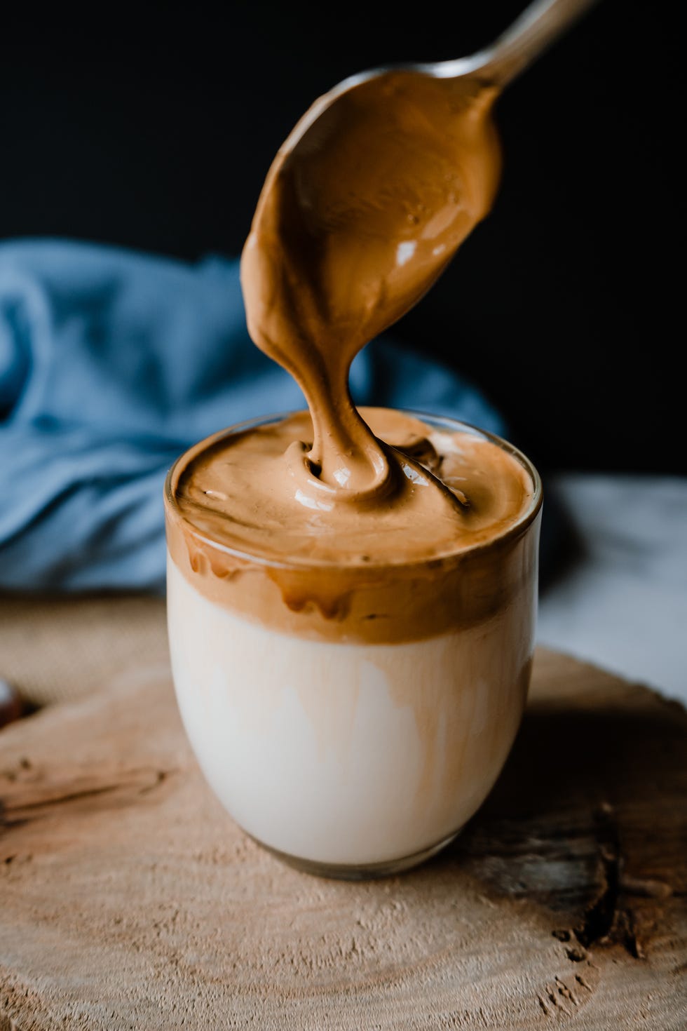 dalgona coffee, a trendy fluffy creamy whipped coffee
